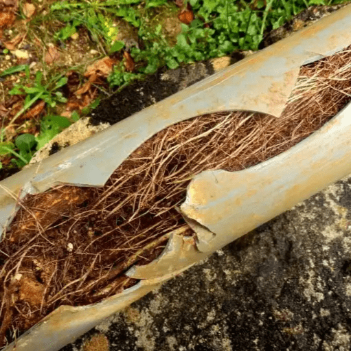 Tree roots blocking drain pipe